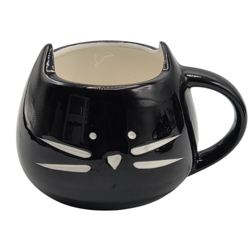 Black Kitty Cat Ceramic Coffee‎ Mug 14oz Cat Lovers Halloween